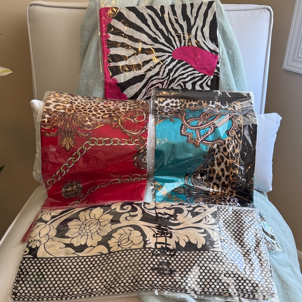 4 Colorful Patterned Scarves Set